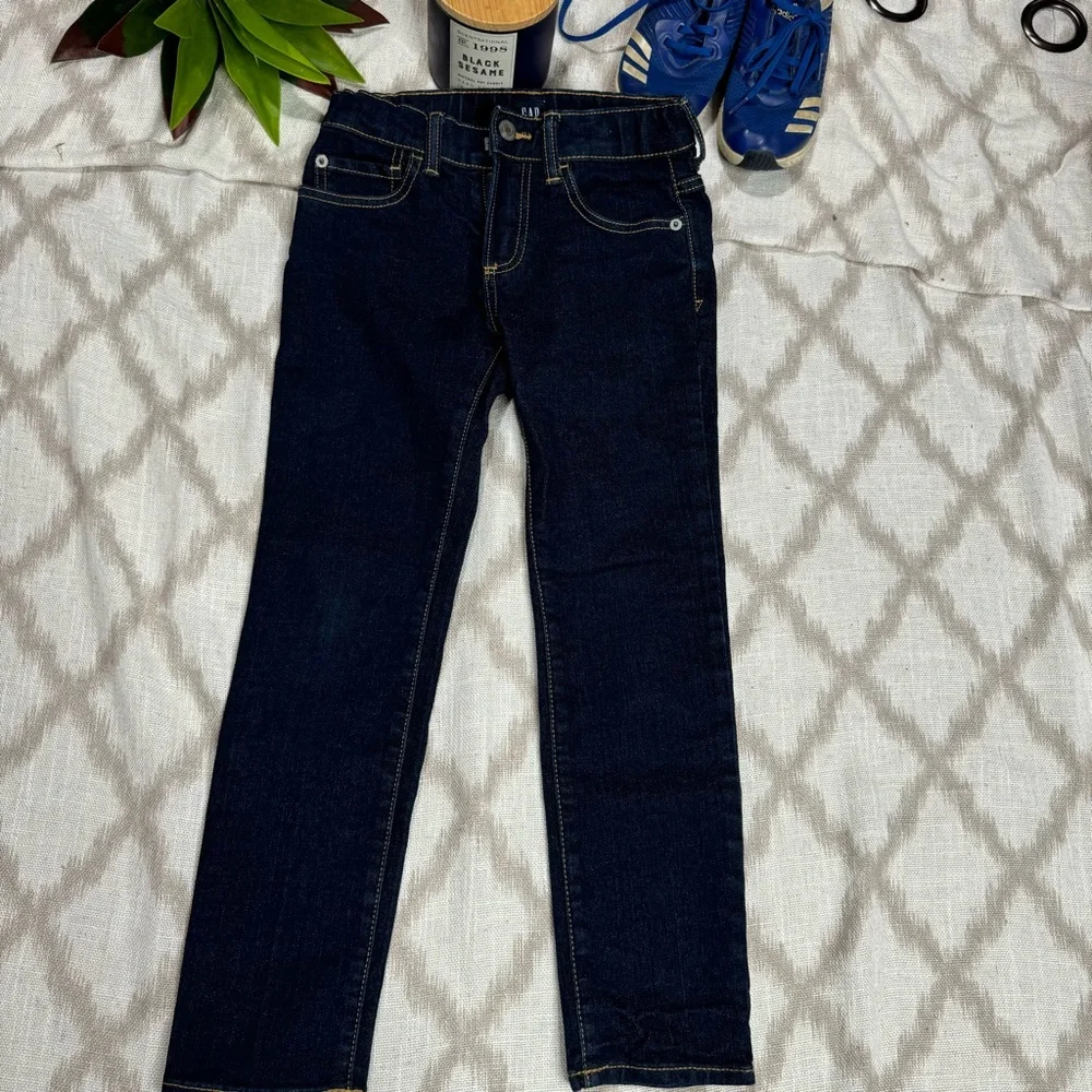 GAP Kids Dark Wash Stretch Skinny Jeans Adjustable Waist Boys Size 7